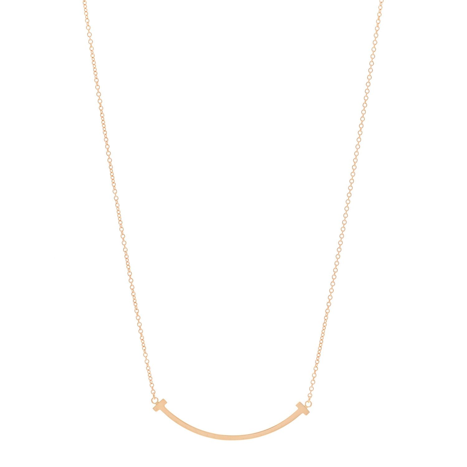 Tiffany 18K Rose Gold Small T Smile Pendant Necklace 1 of 4