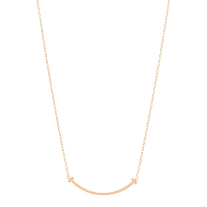 Tiffany 18K Rose Gold Small T Smile Pendant Necklace 1 of 4