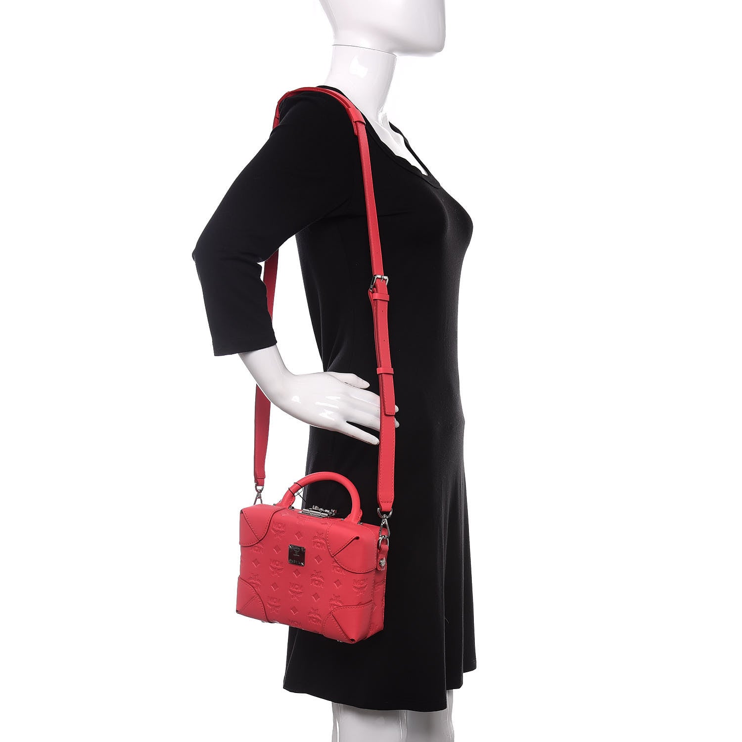 MCM Calfskin Ottomar Monogram Soft Berlin Crossbody Teaberry 2 of 10