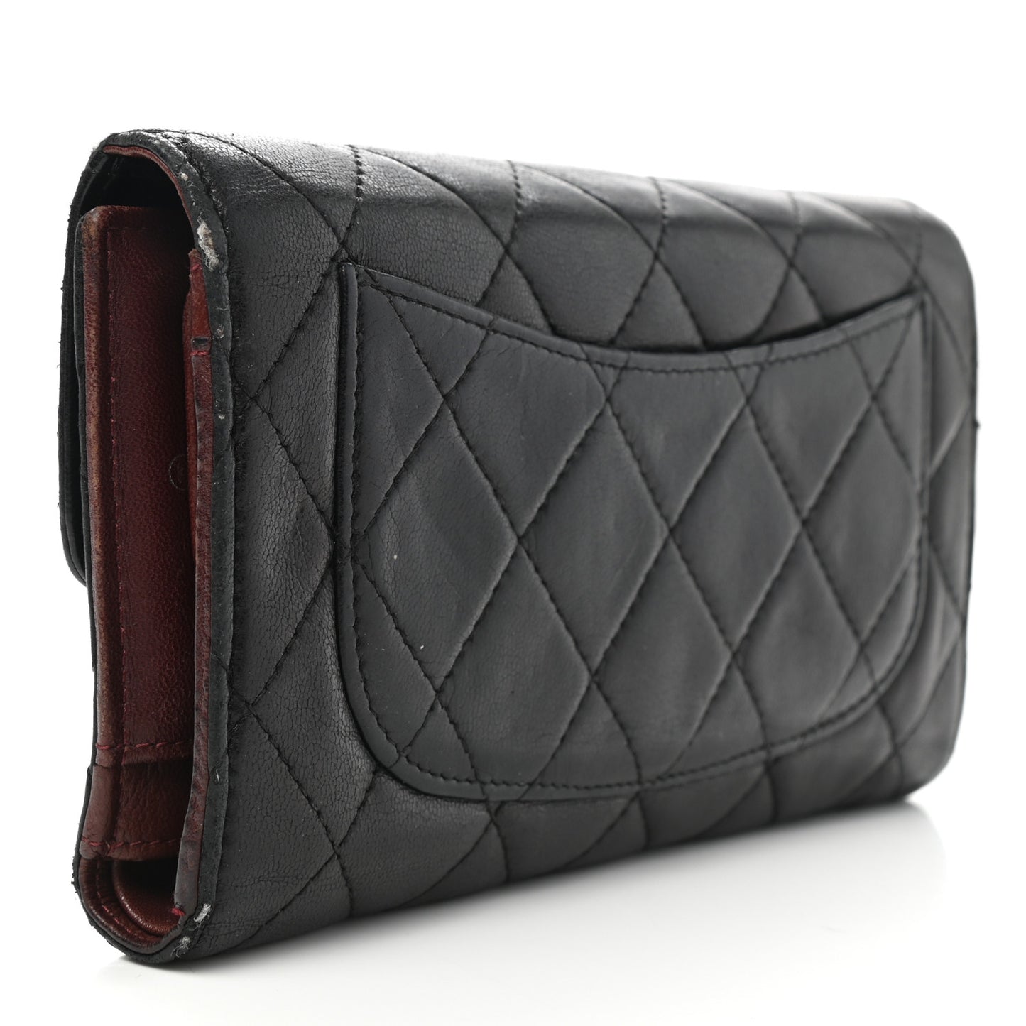 Lambskin Quilted Large Flap Wallet Black