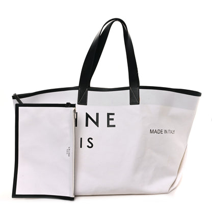Celine Textile Medium Made In Tote White Black 3 of 11