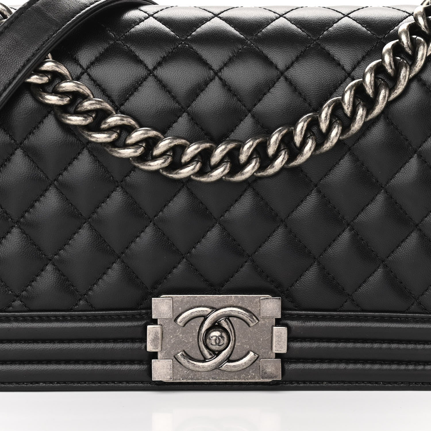Chanel Lambskin Quilted Medium Boy Flap Black 7 of 10