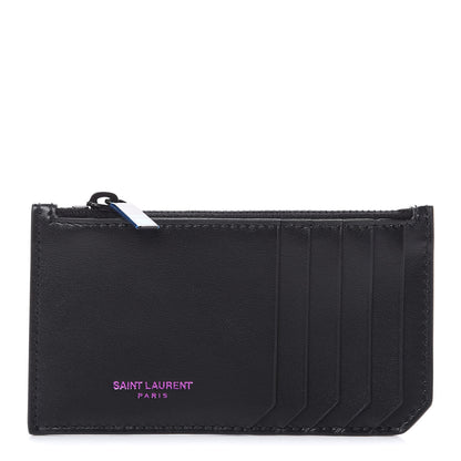 Saint Laurent Calfskin 5 Fragments Zip Pouch Card Holder Black 1 of 7