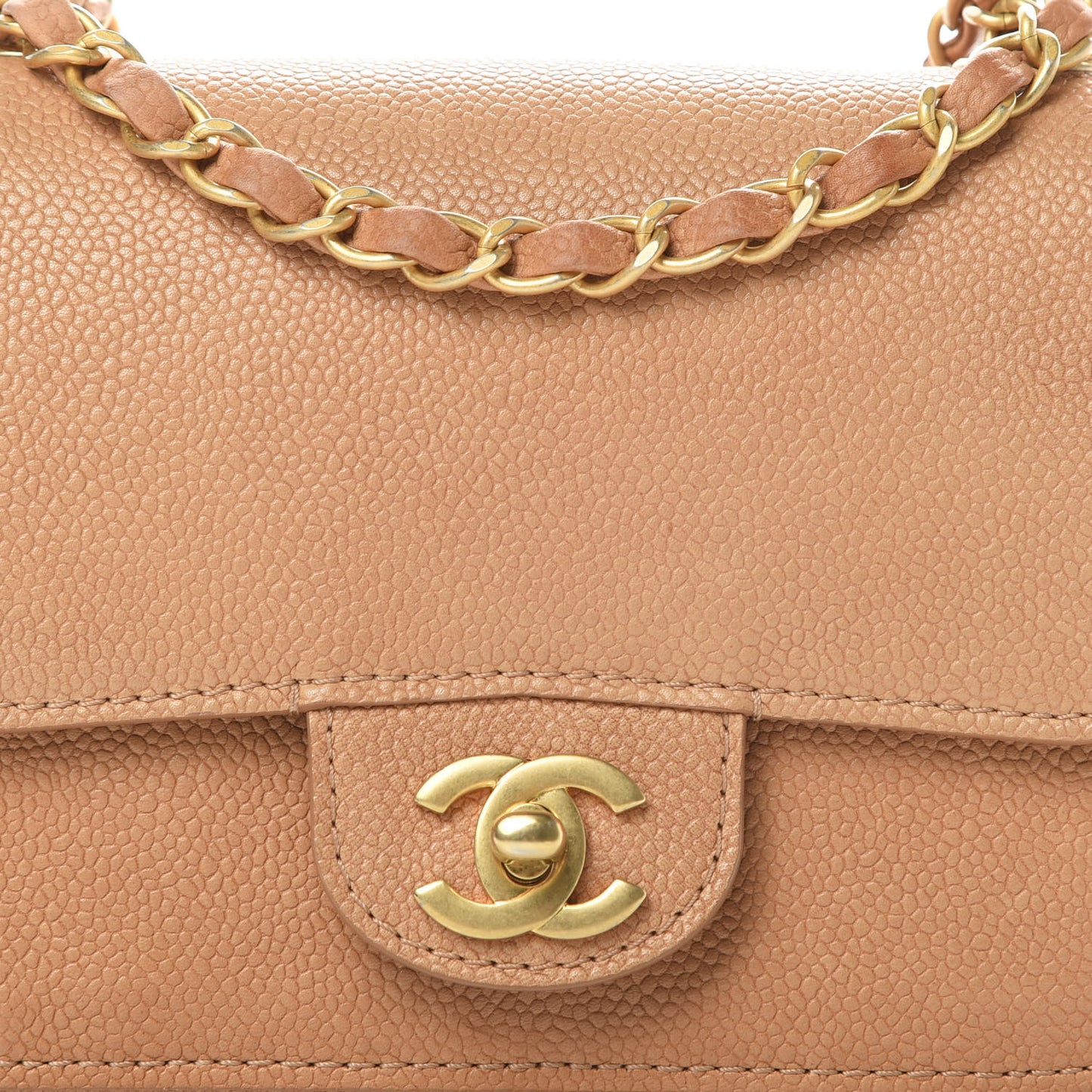 Grained Calfskin Mini Square Classic Pure Flap Brown