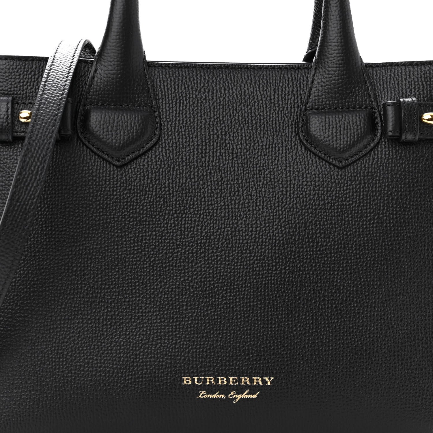 Burberry Derby Calfskin House Check Small Banner Tote Black 7 of 9