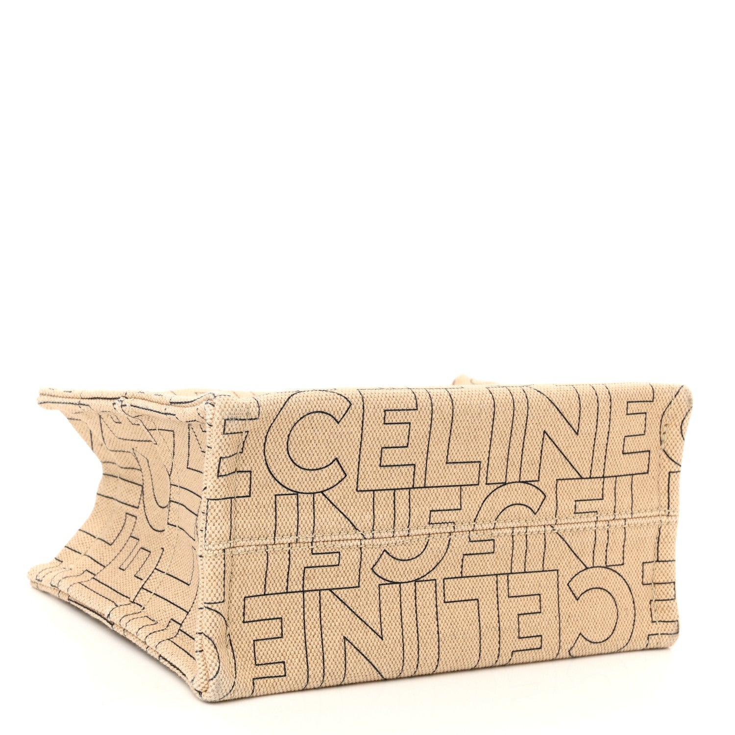 Celine Canvas Calfskin All Over Print Small Cabas Thais Natural Tan 4 of 10