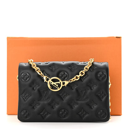 Louis Vuitton Lambskin Embossed Monogram Pochette Coussin Black 10 of 10