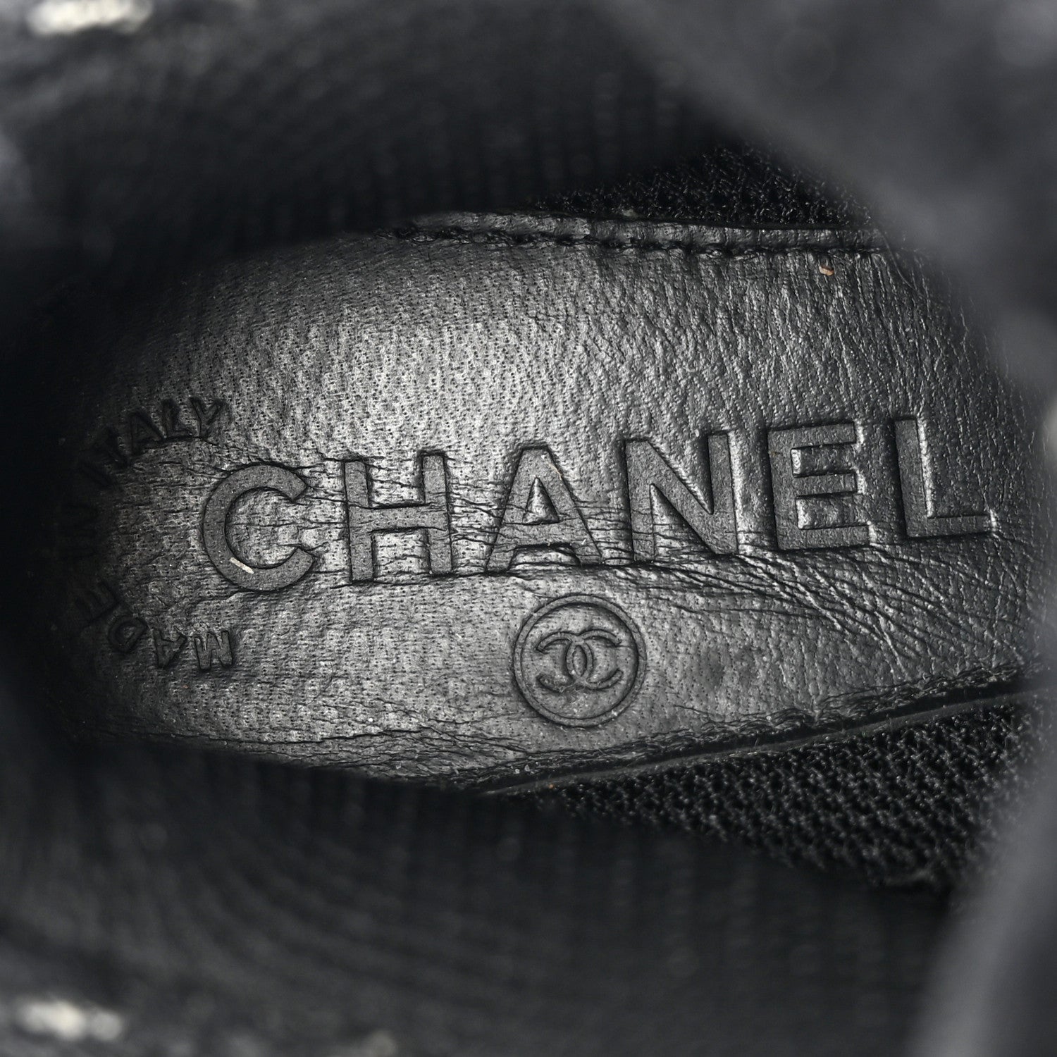 Chanel Tweed Suede Goatskin CC Sneakers 39 Black White 7 of 22