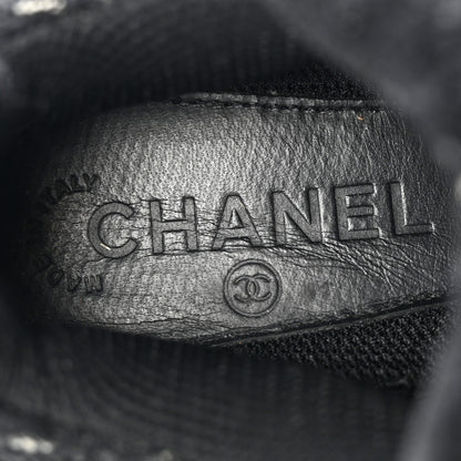 Chanel Tweed Suede Goatskin CC Sneakers 39 Black White 7 of 22