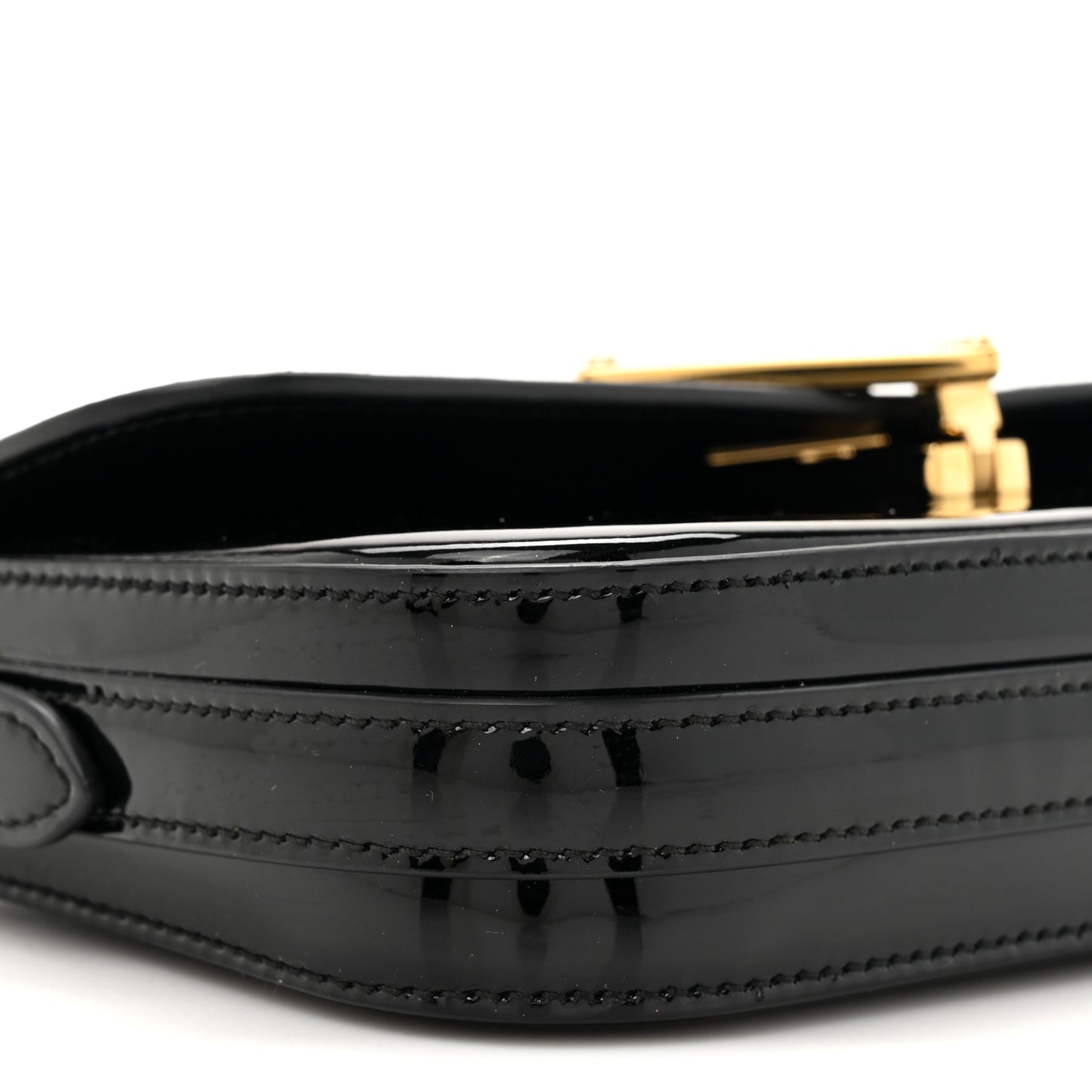 Vernice Metal Triangle Logo Flap Shoulder Bag Black