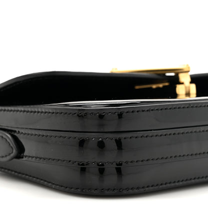 Prada Vernice Metal Triangle Logo Flap Shoulder Bag Black 9 of 9
