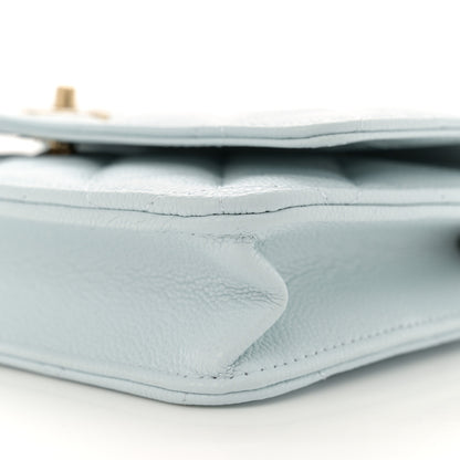 Chanel Caviar Quilted CC Turn Lock Wallet On Chain WOC Light Blue 10 of 11