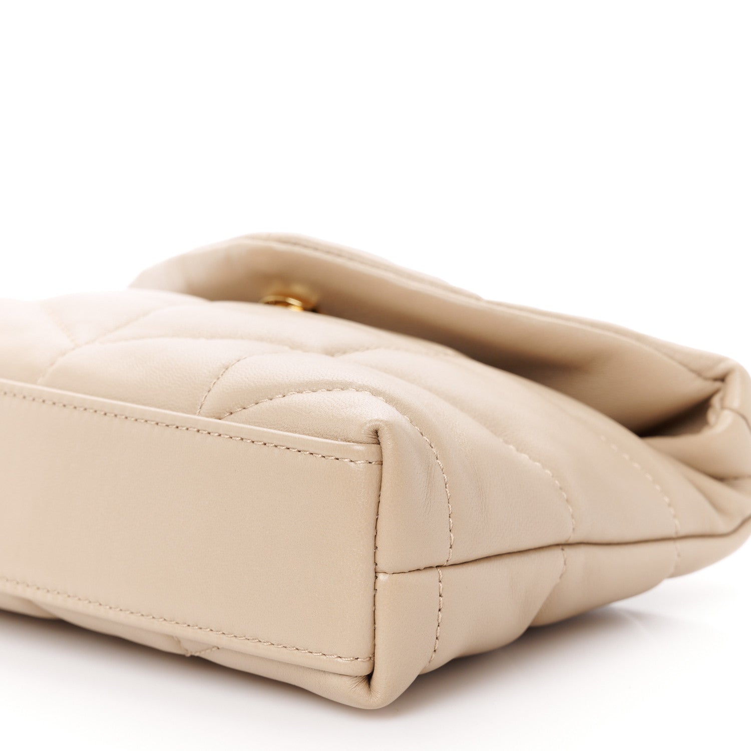 Saint Laurent Lambskin Monogram Loulou Puffer Pouch Clutch Dark Beige 14 of 14