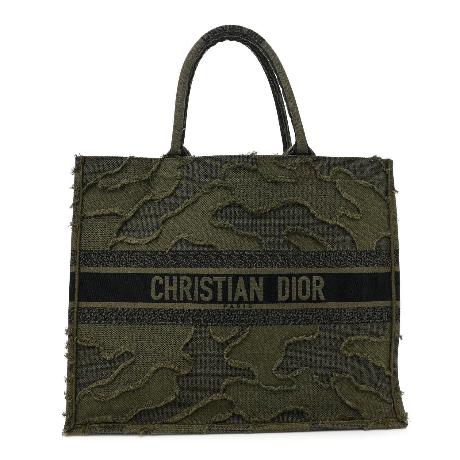 Christian Dior Canvas Embroidered Camouflage Book Tote Green 1 of 9