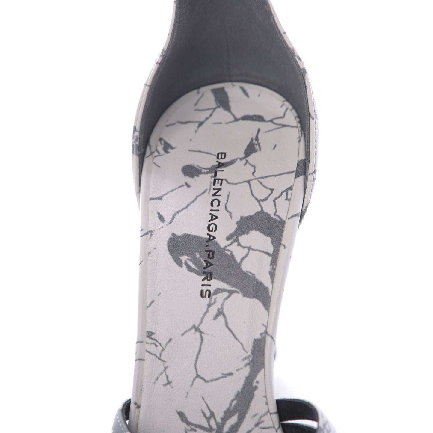 Nappa Imprime Marble Ankle Strap Pump 37 Blanc