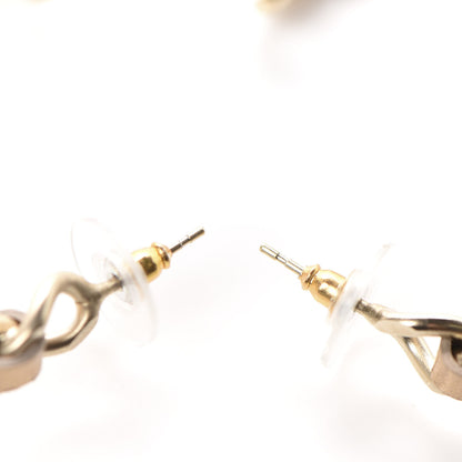 Chanel Metal Lambskin CC Turnlock Chain Hoop Earrings Matte Gold 3 of 5