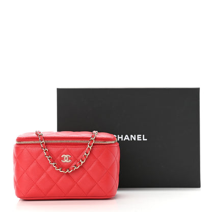 Chanel Caviar Quilted Small Vanity Case With Chain Red 11 of 11