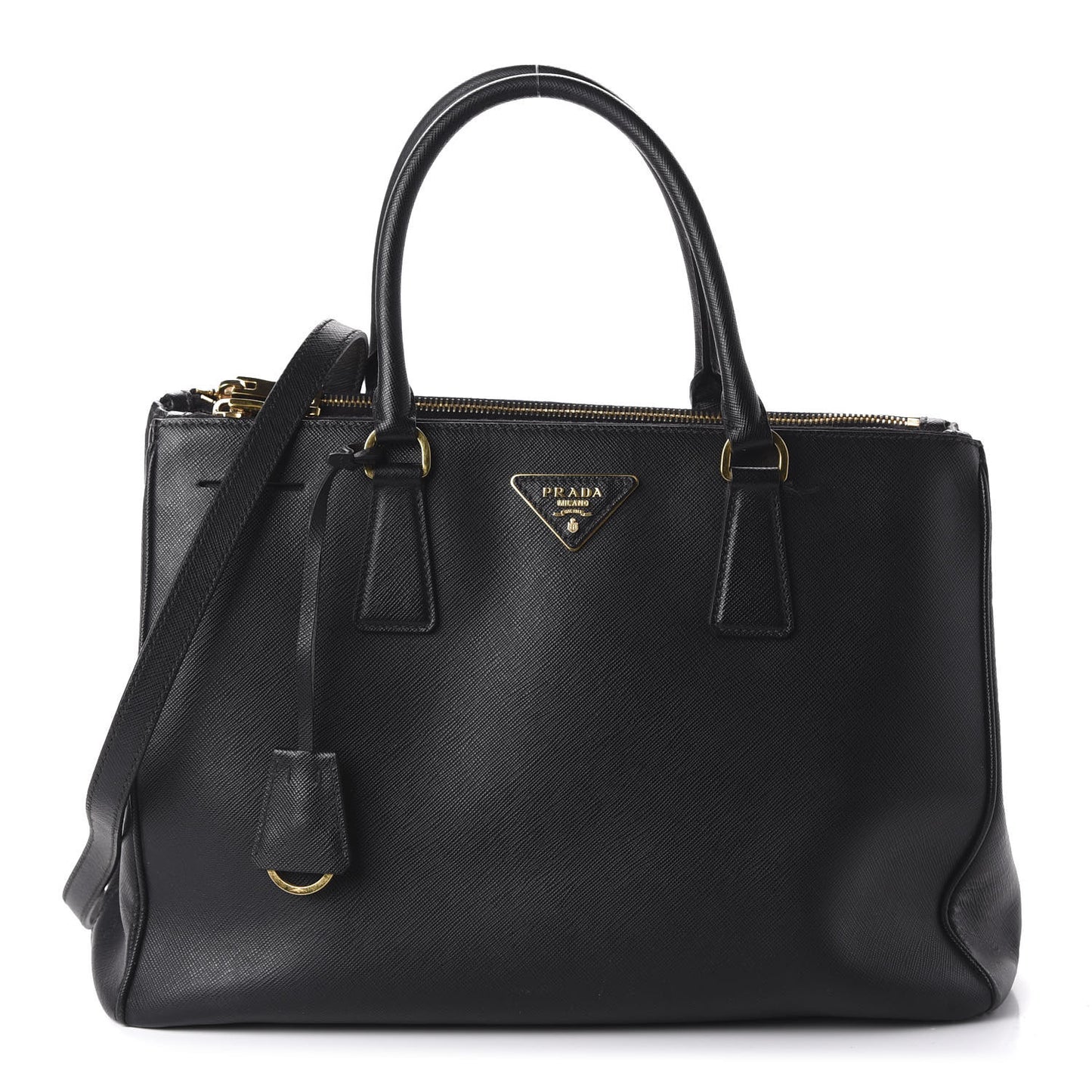 Saffiano Medium Galleria Double Zip Tote Black