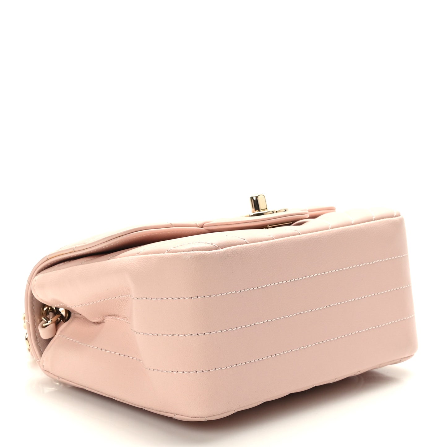 Lambskin Chevron Quilted Mini Square Flap Light Pink