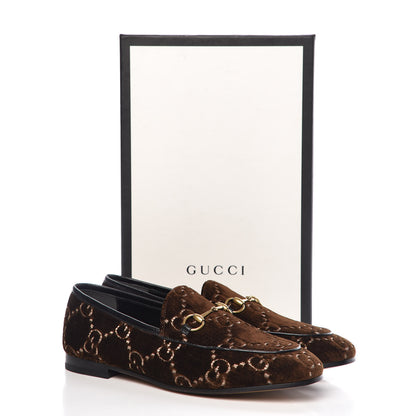 Gucci Velvet GG Monogram Horsebit Womens Jordaan Loafers 39.5 Brown Black 9 of 9