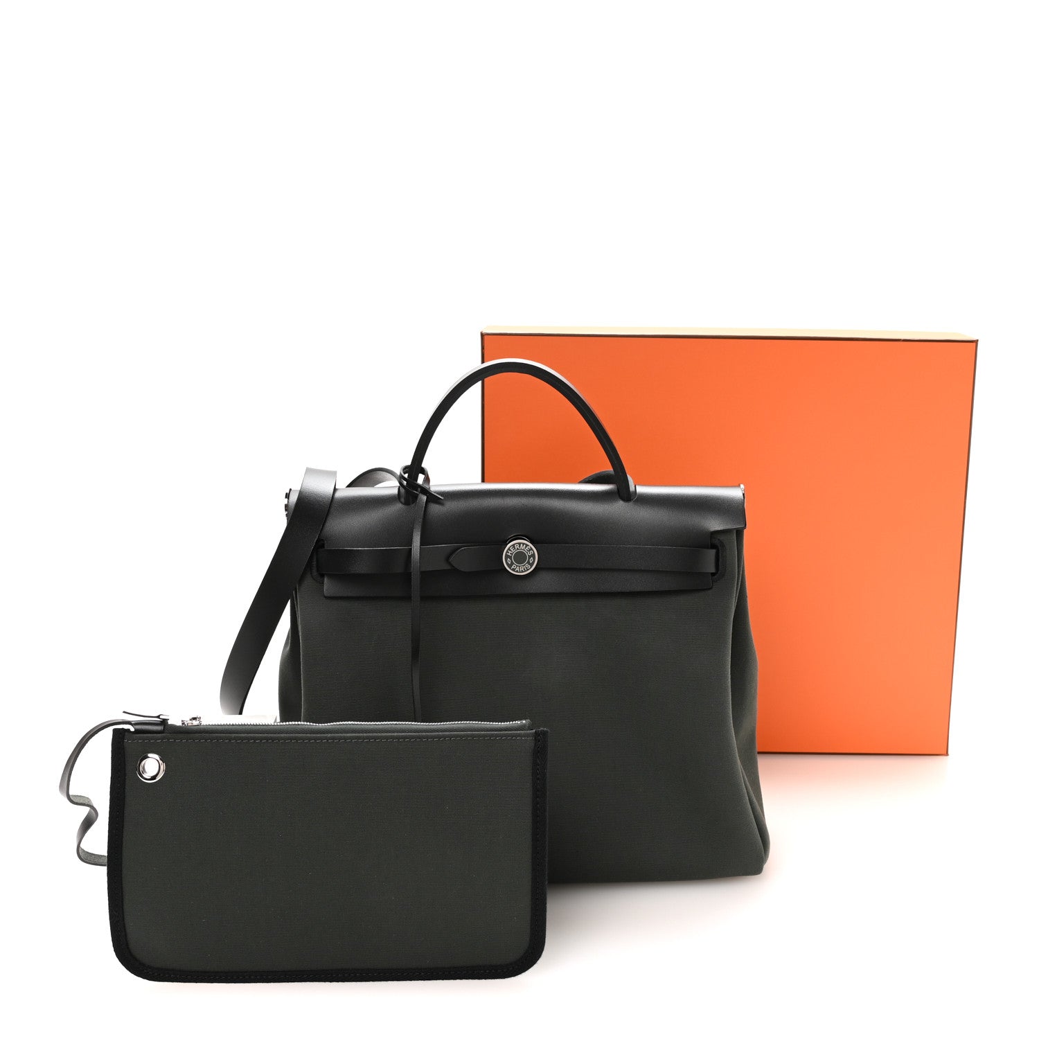 Hermes Toile Militaire Vache Hunter Laque Herbag Zip Retourne PM 31 Vert Mangrove Black 12 of 12