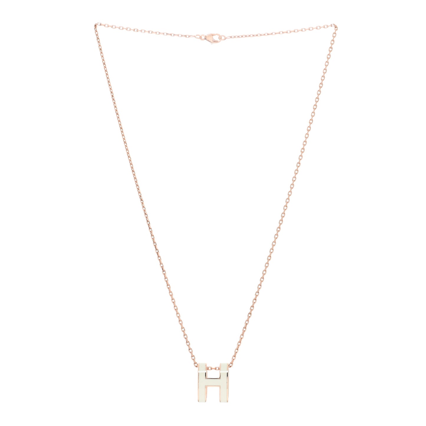 Lacquered Rose Gold Pop H Pendant Necklace White