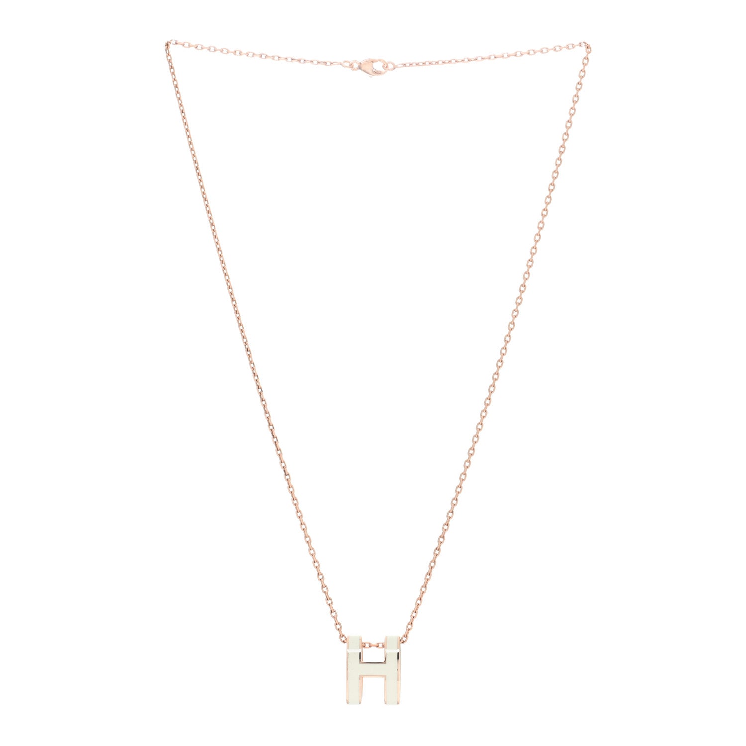 Hermes Lacquered Rose Gold Pop H Pendant Necklace White 2 of 5