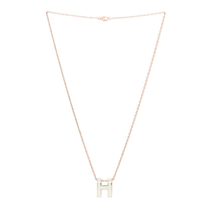 Hermes Lacquered Rose Gold Pop H Pendant Necklace White 2 of 5