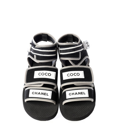 Chanel Lambskin Jersey Coco Sandals 38 Black 5 of 11
