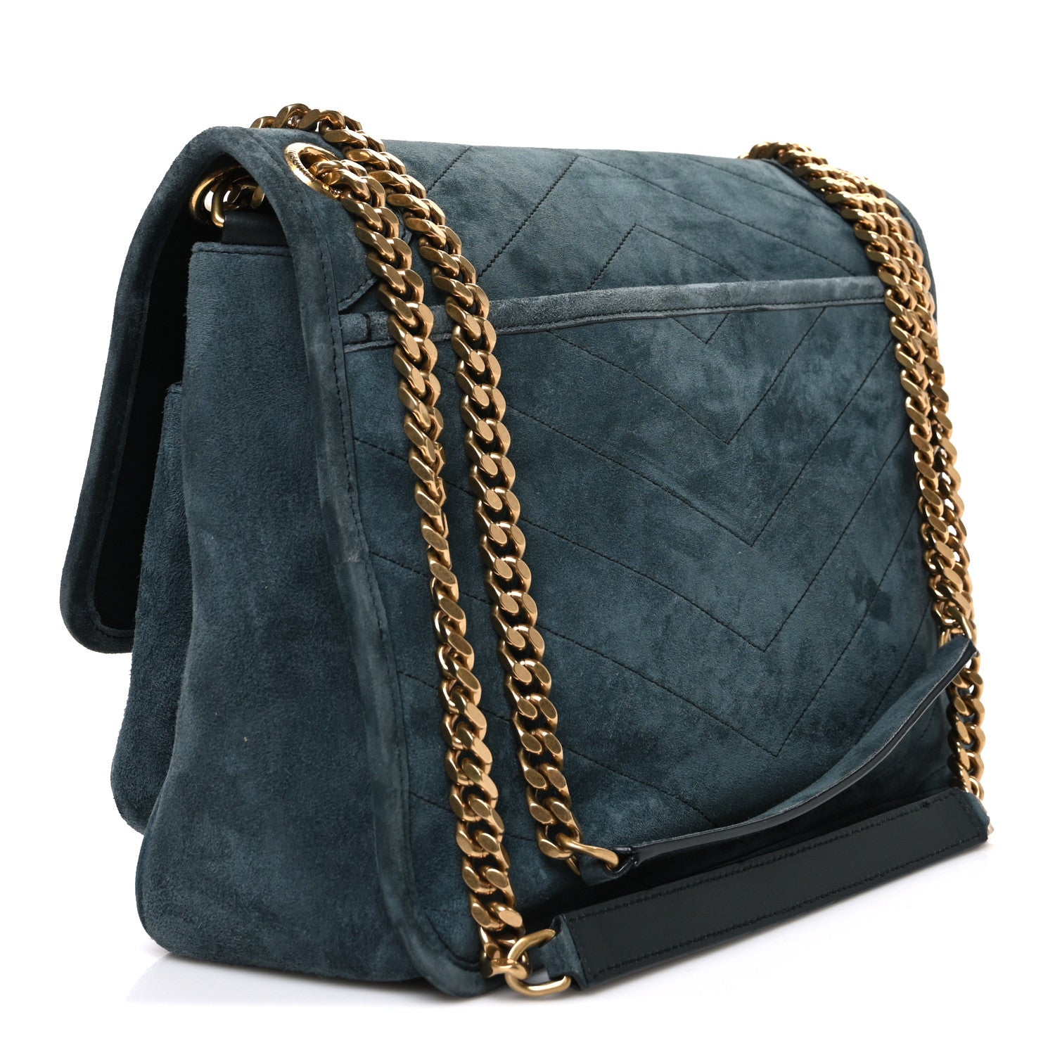 Saint Laurent Suede Monogram Medium Niki Chain Satchel Green 3 of 10