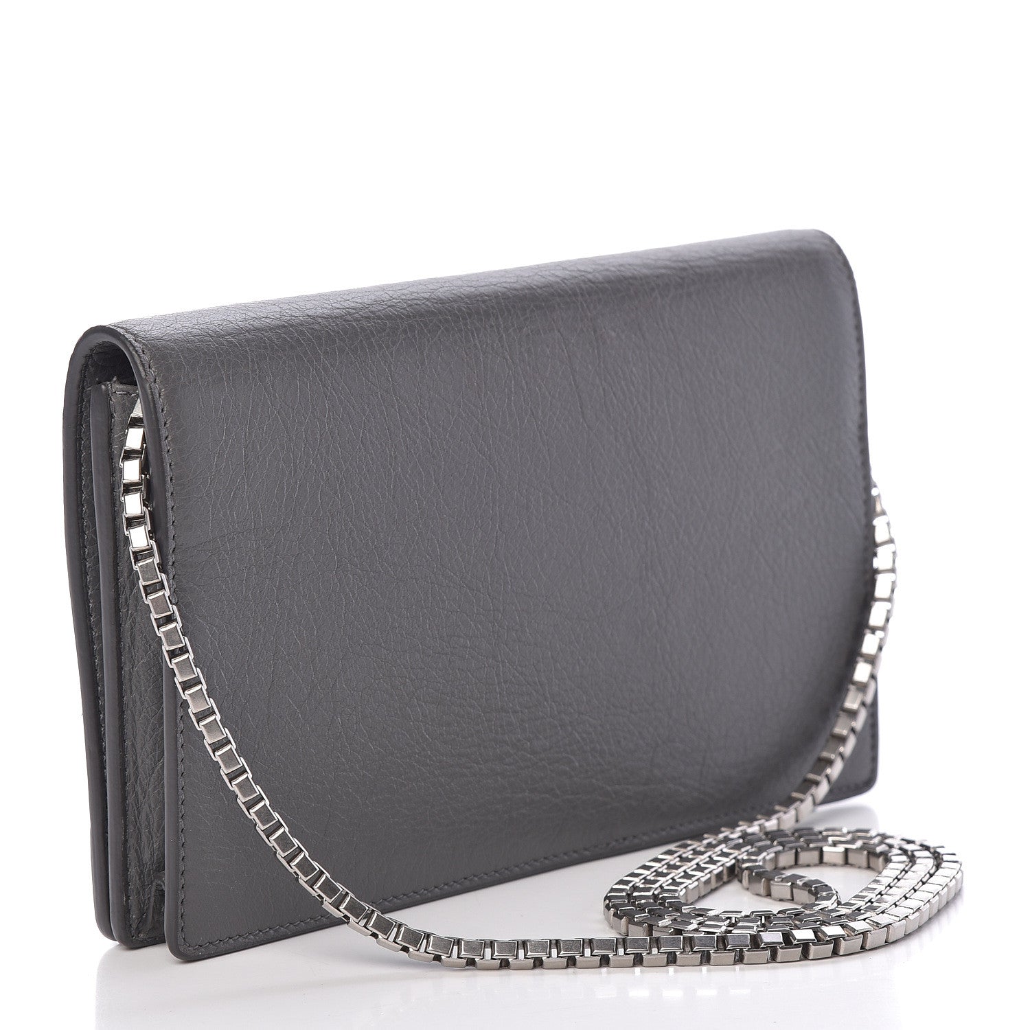 Balenciaga Agneau Silver Metallic Edge Hardware Wallet On Chain Grey 3 of 14