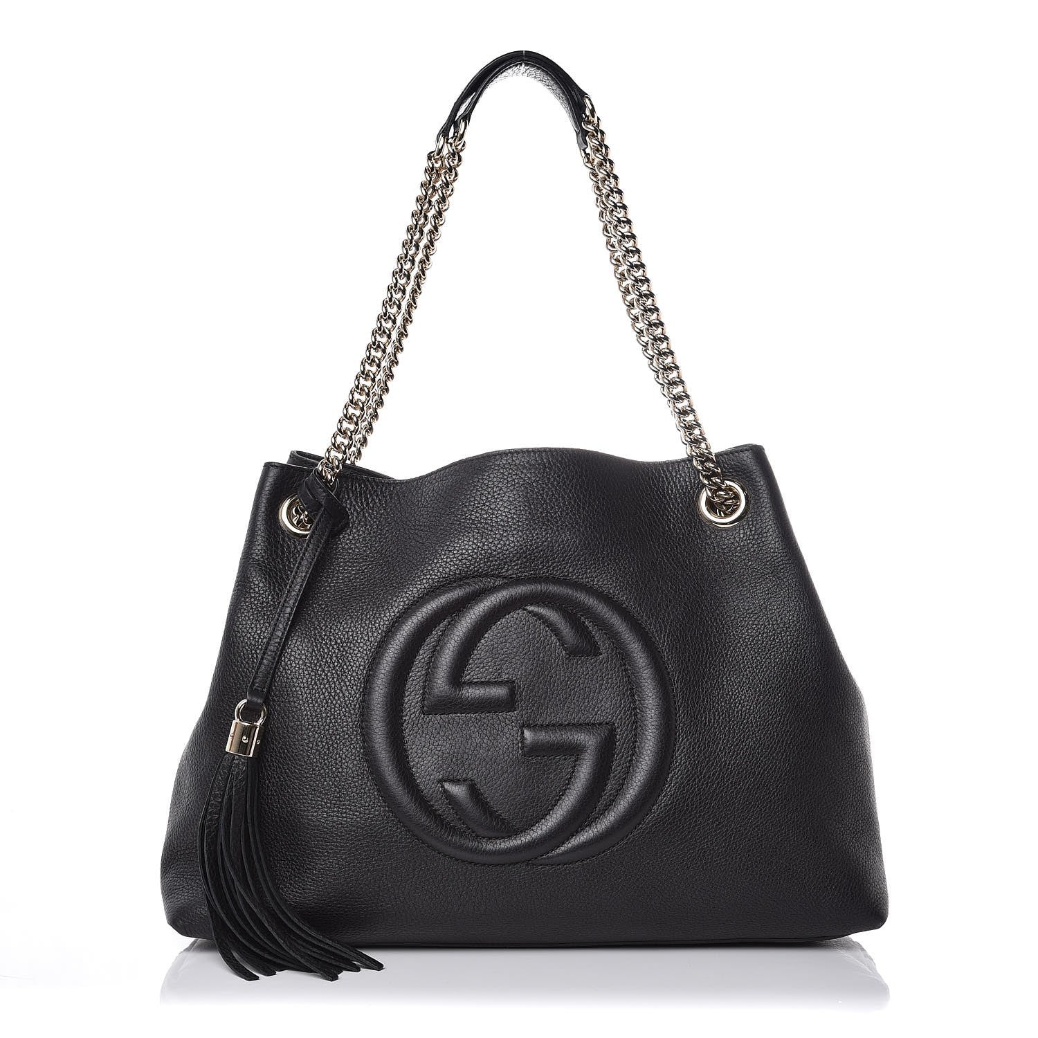 Gucci Pebbled Calfskin Medium Soho Chain Shoulder Bag Black 1 of 7