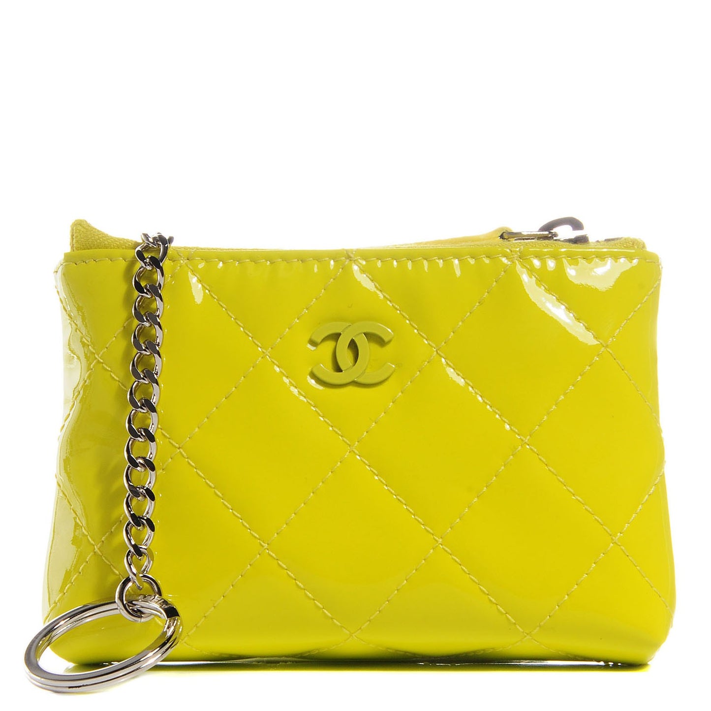 Patent Quilted Key Holder Case Yellow