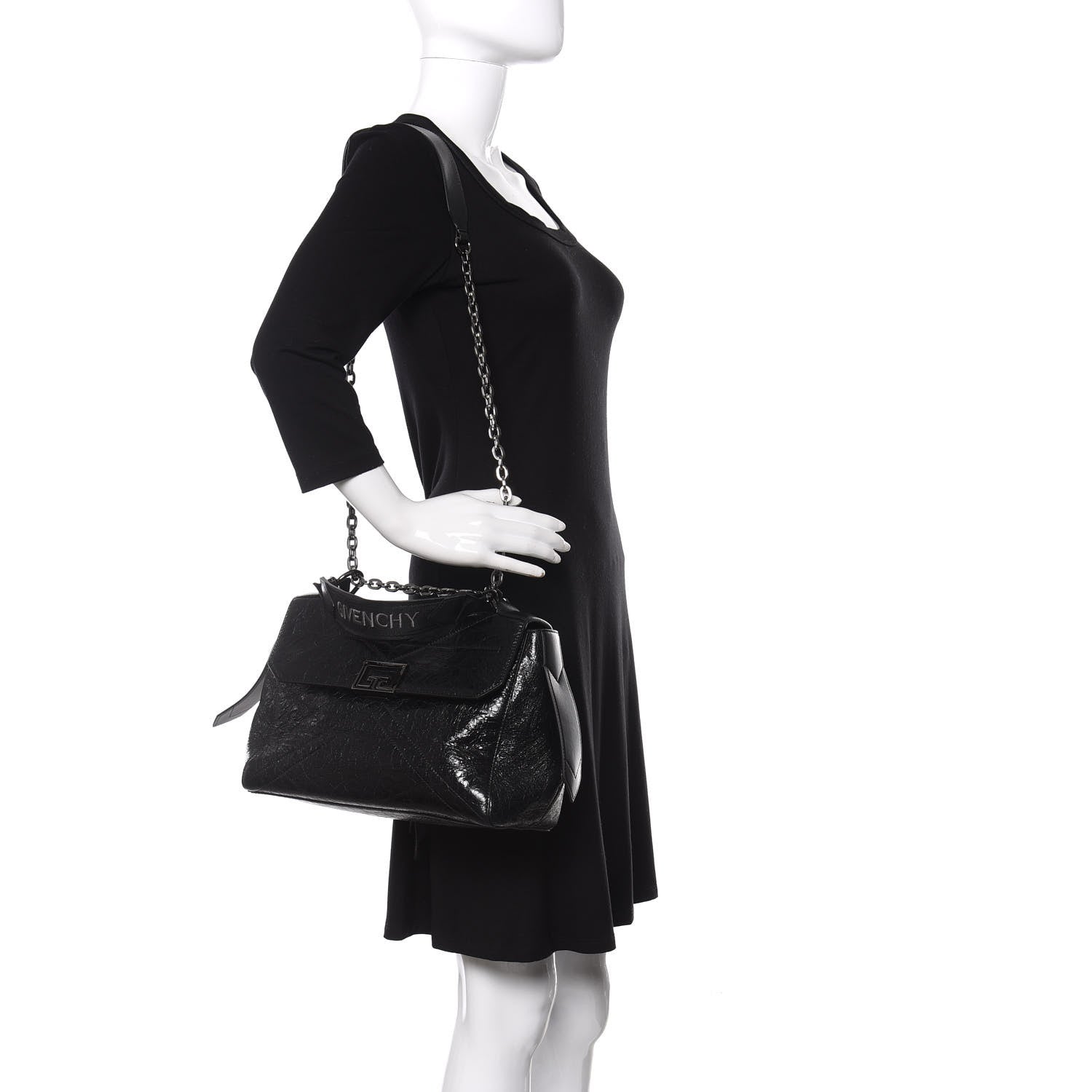 Givenchy Creased Patent Calfskin Medium ID Flap Black 2 of 13