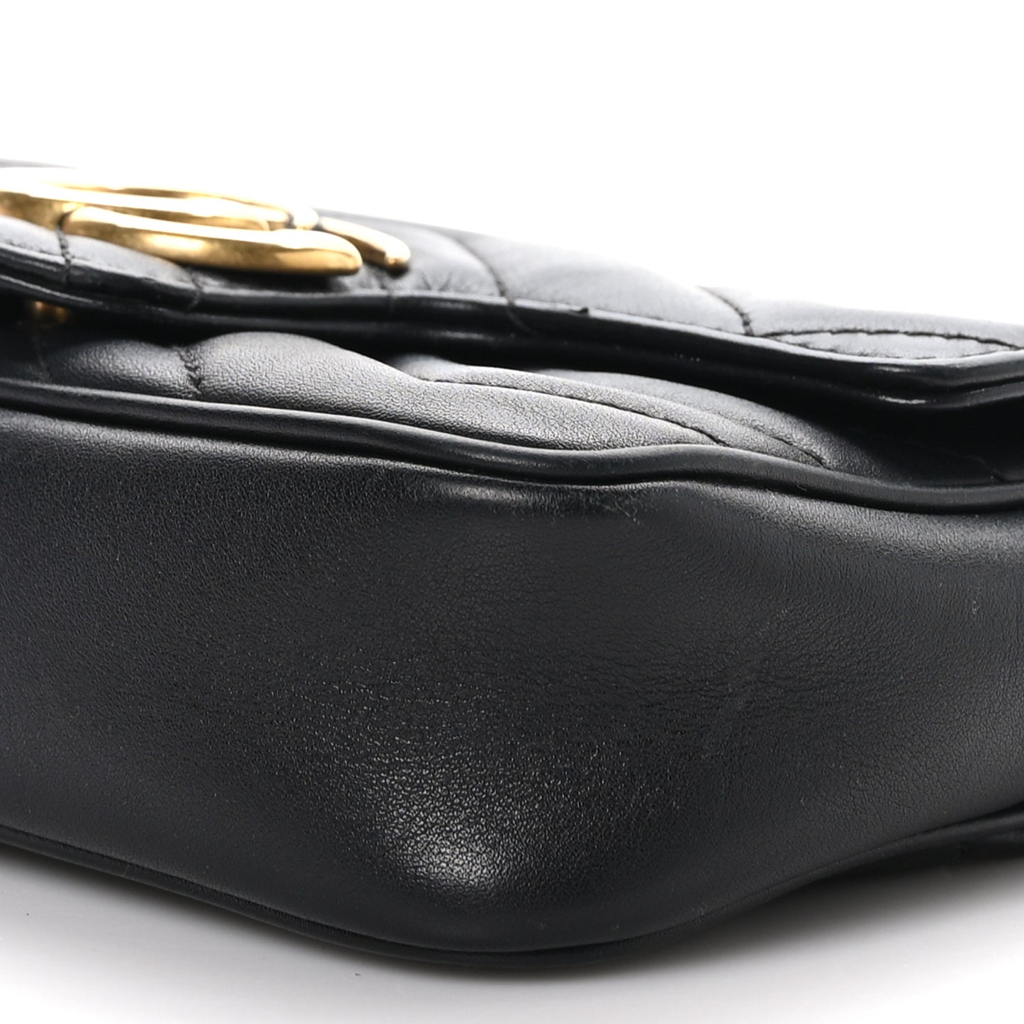 Calfskin Matelasse Super Mini GG Marmont Shoulder Bag Black
