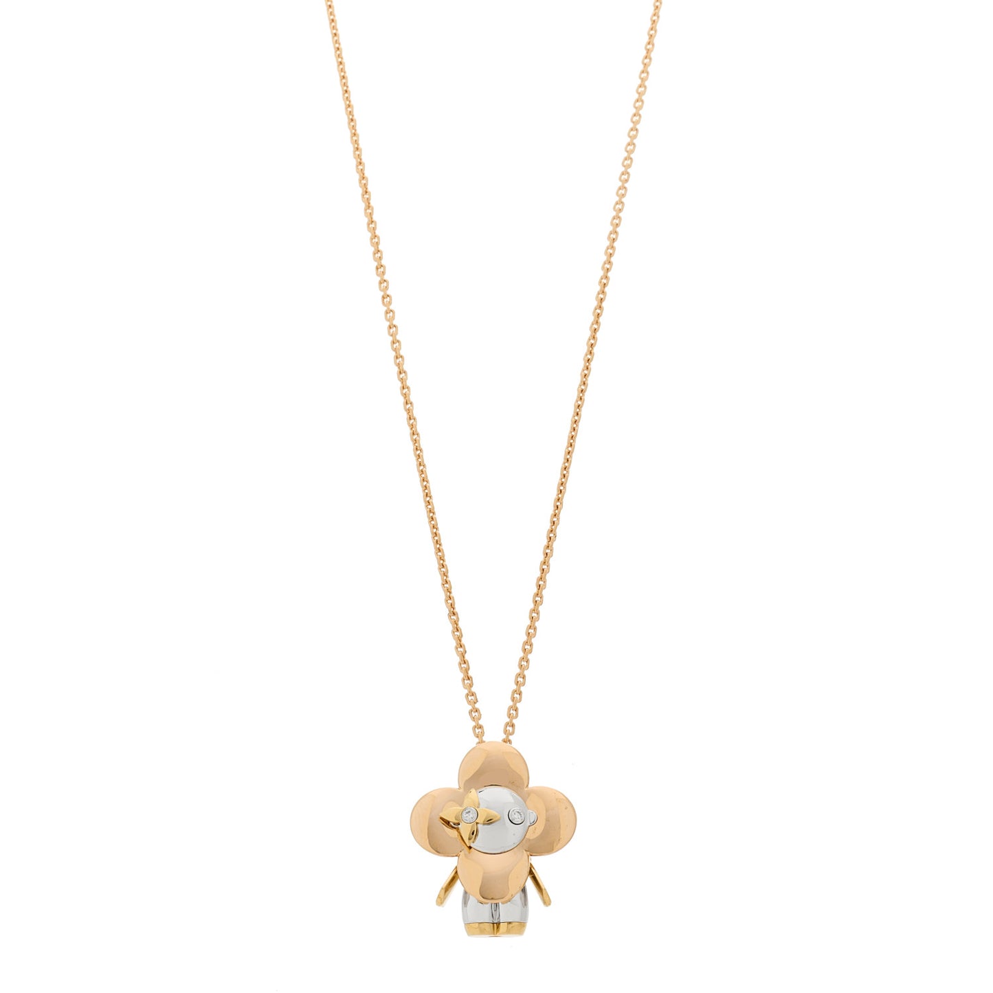 18K White Rose Gold Diamond Vivienne Pendant Necklace