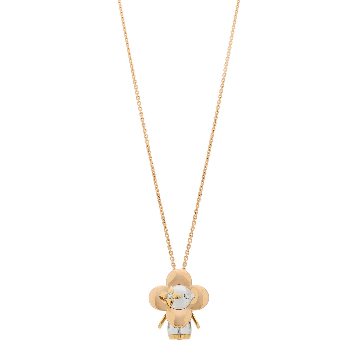 Louis Vuitton 18K White Rose Gold Diamond Vivienne Pendant Necklace 1 of 6