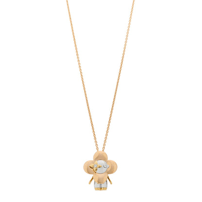 Louis Vuitton 18K White Rose Gold Diamond Vivienne Pendant Necklace 1 of 6