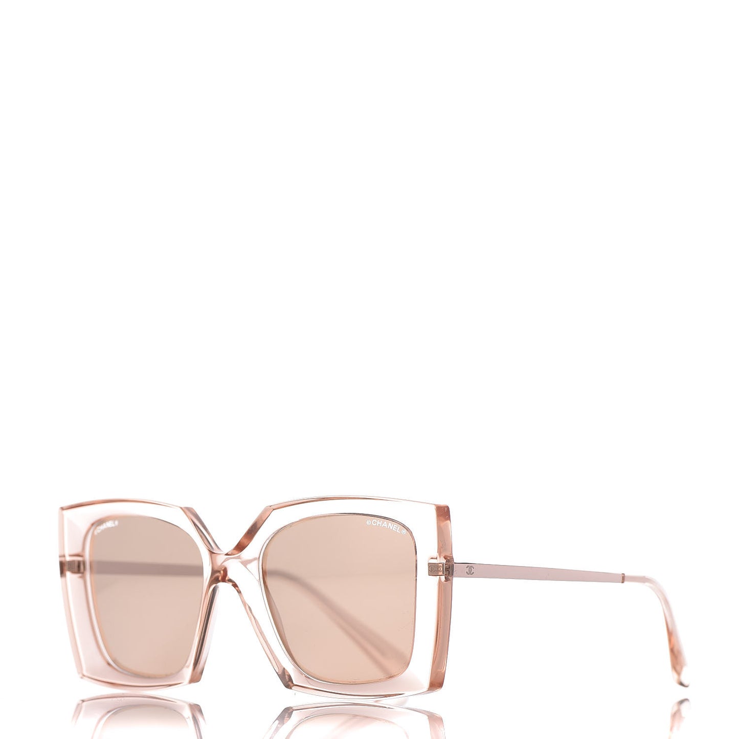 18K Pink Gold Mirror Square Sunglasses 6051 Pink