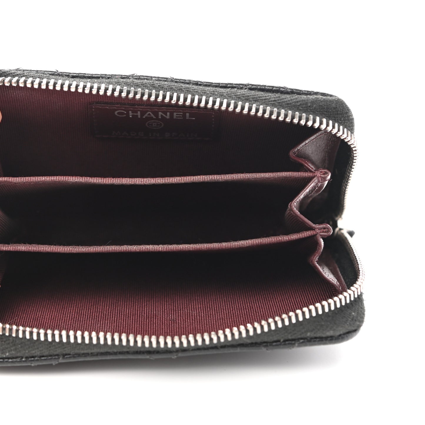 Caviar Quilted Zip Coin Purse Black