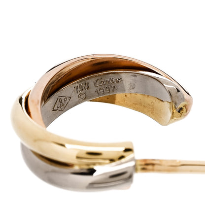 Cartier 18K Pink Yellow White Gold Small Trinity Hoop Earrings 4 of 5
