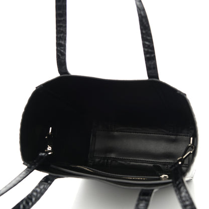 Balenciaga Shiny Calfskin Logo Crocodile Embossed XXS Everyday Tote Black 5 of 9