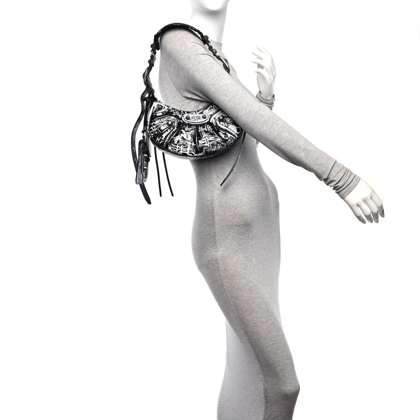 Agneau Arena Graffiti Le Cagole Shoulder Bag XS Black