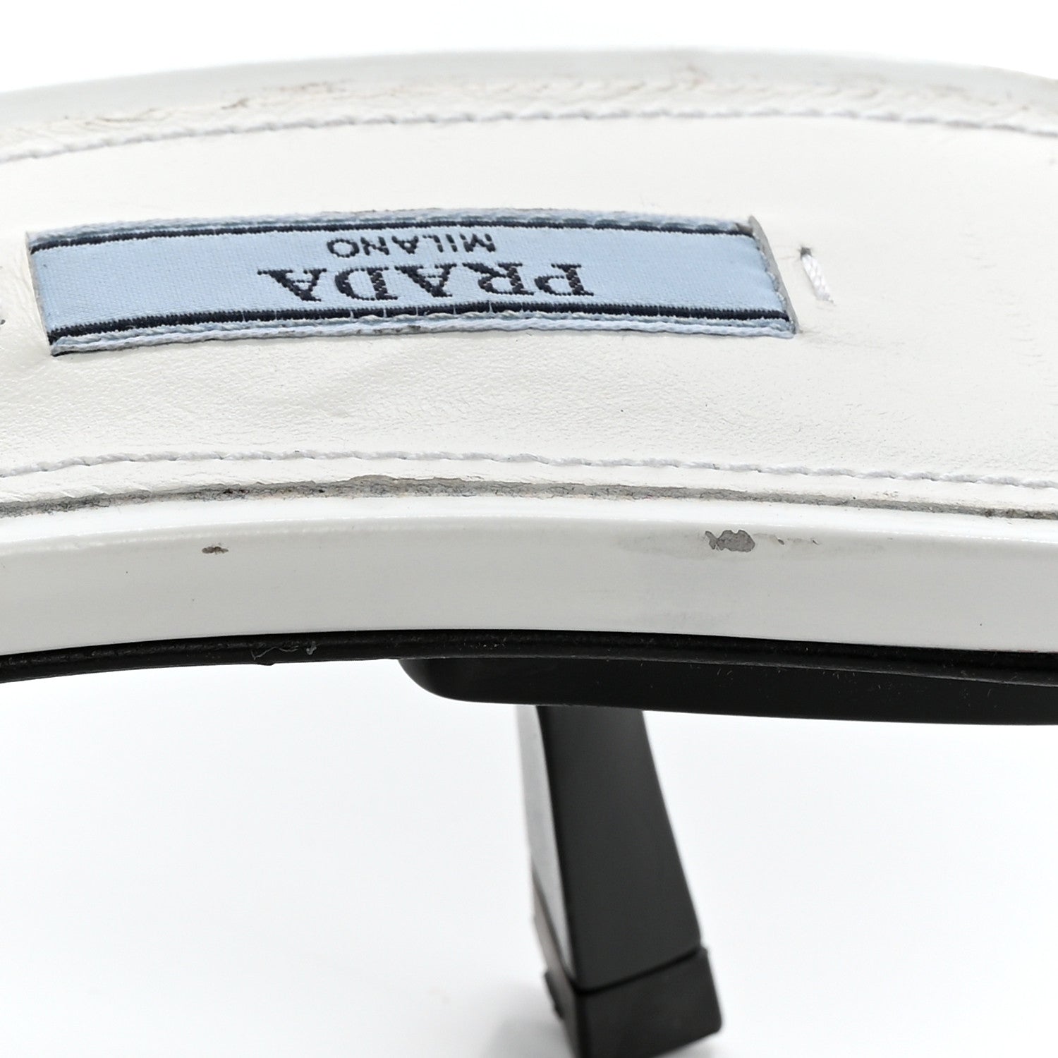 Prada Spazzolato Triangle Logo Pointed Toe 55mm Mules 38.5 White 16 of 17