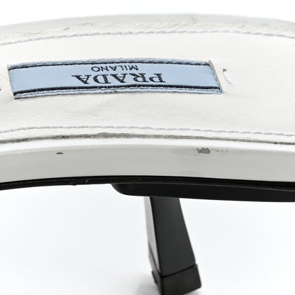 Prada Spazzolato Triangle Logo Pointed Toe 55mm Mules 38.5 White 16 of 17