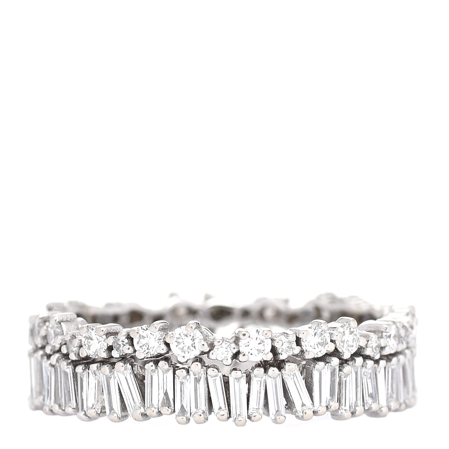 18K White Gold Short Stack Eternity Band 56 7.75