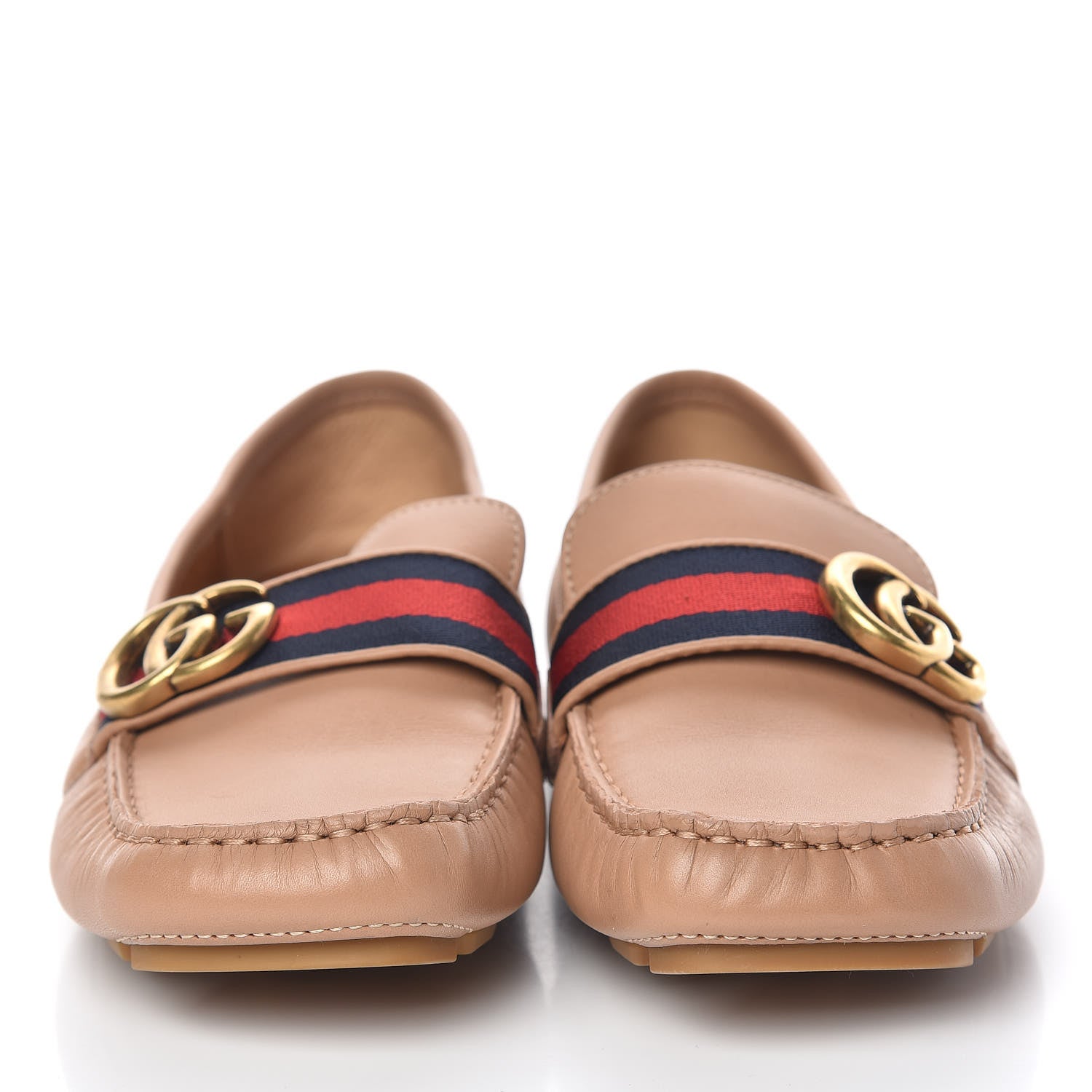 Gucci Calfskin Web Womens Driver Loafers 39 Camelia 2 of 10
