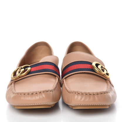 Gucci Calfskin Web Womens Driver Loafers 39 Camelia 2 of 10