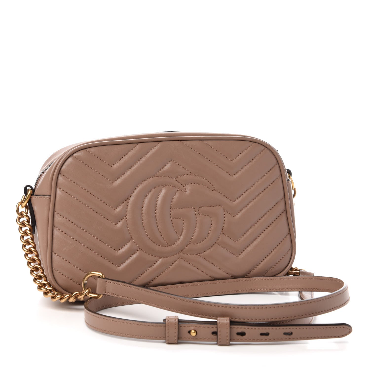 Gucci Calfskin Matelasse Small GG Marmont Chain Shoulder Bag Porcelain Rose 3 of 11