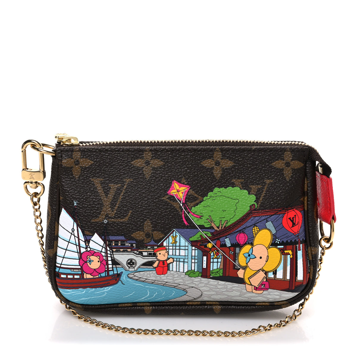 Louis Vuitton Monogram 2022 Christmas Animation Mini Pochette Accessories Red 1 of 7